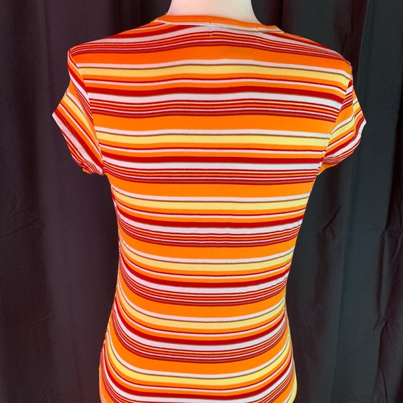 Weavers Girl orange and red striped tee size L - Picture 3 of 6